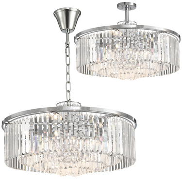 Polished Chrome and Crystal Pendant For Both Surface Mounting and Suspension